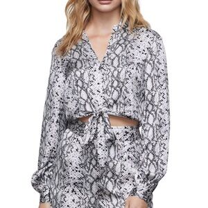 GOOD AMERICAN Women's Black and White Snake Print Top
